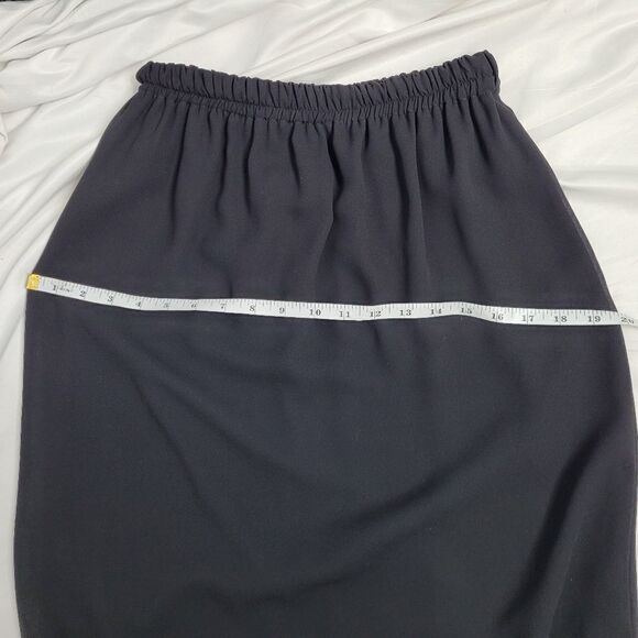 VINTAGE 80s skirt black pull on‎ long maxi chiffon goth S - Picture 9 of 10